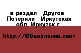  в раздел : Другое » Потеряли . Иркутская обл.,Иркутск г.